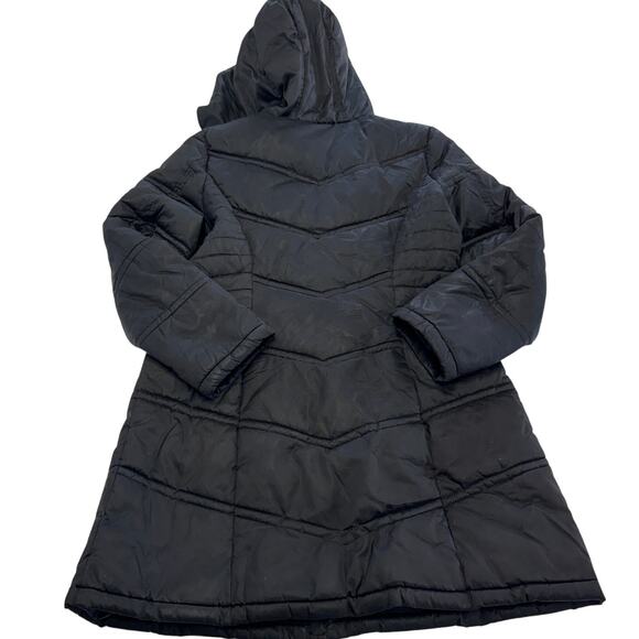 Laundry by Shelli Segal Coat Womens Medium Black Quilted Puffer Midi - Picture 2 of 9